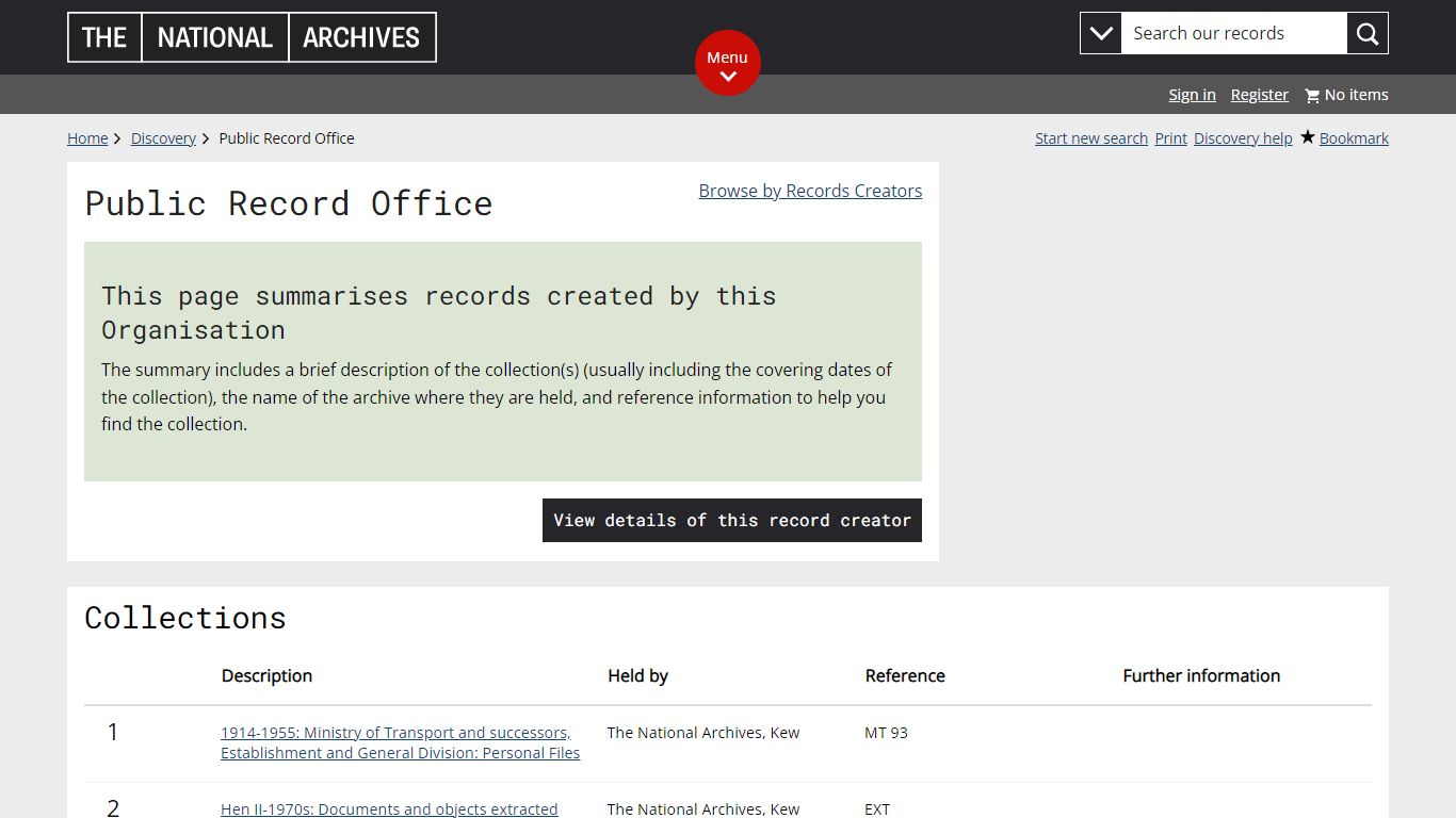 Public Record Office | The National Archives